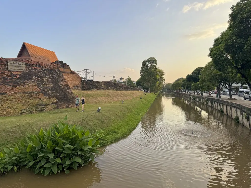 Chiang Mai river and Old City walls