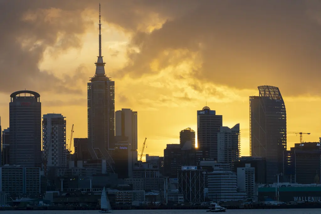 Auckland City from Devonport Wharf - Sunset