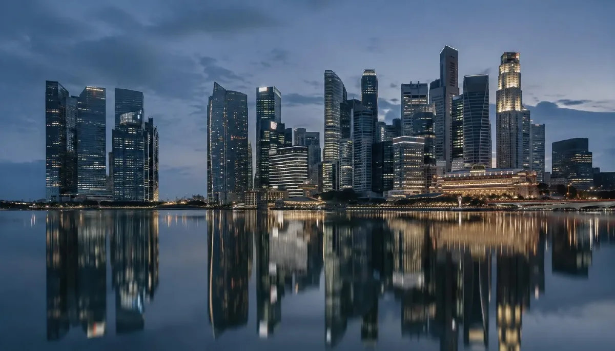Singapore's Marina Bay financial district at blue hour