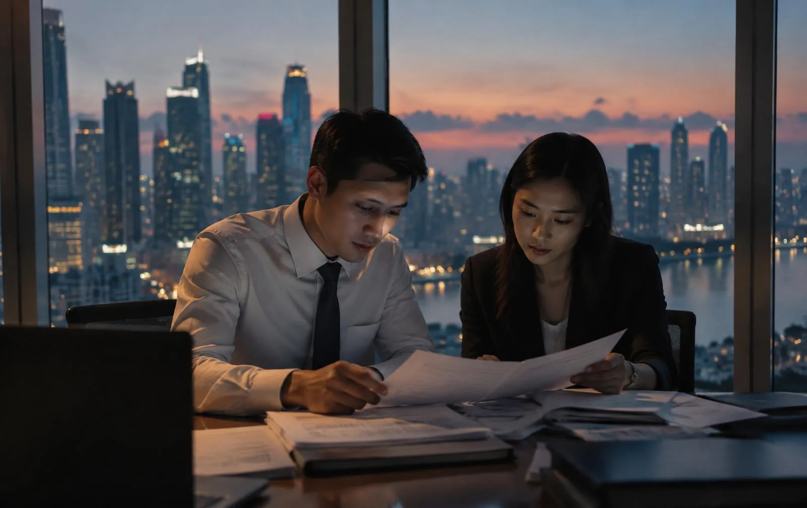 Credit analysts at work above Singapore's financial district