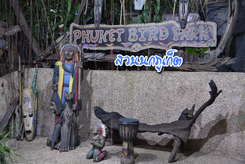 The entrance to the Phuket Bird Park has an unusual Red Indian theme