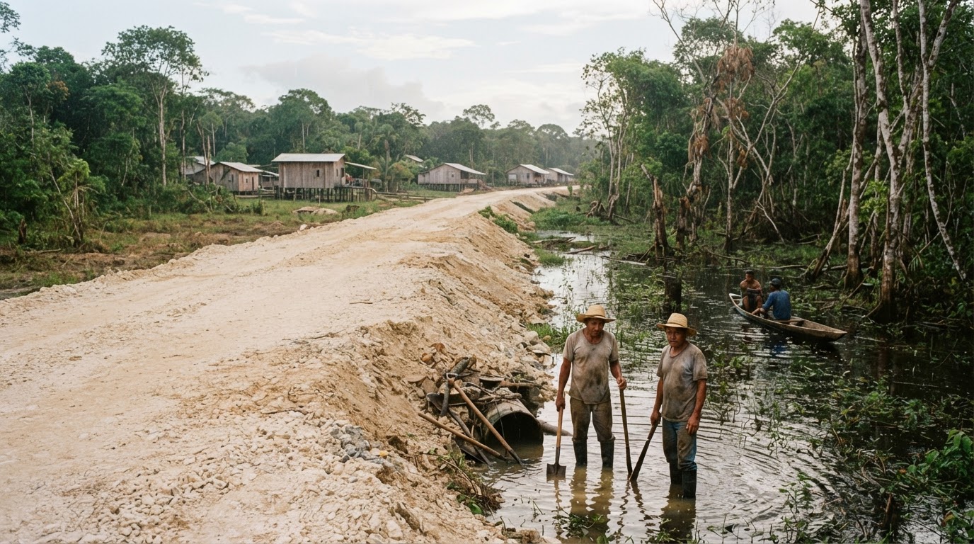 Alluvial Roadbed Engineering Collides with Amazon Basin Hydrology