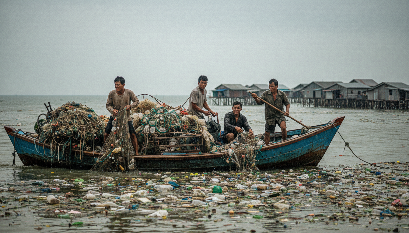 Plastic waste shifts the structural burden to Southeast Asian fishers