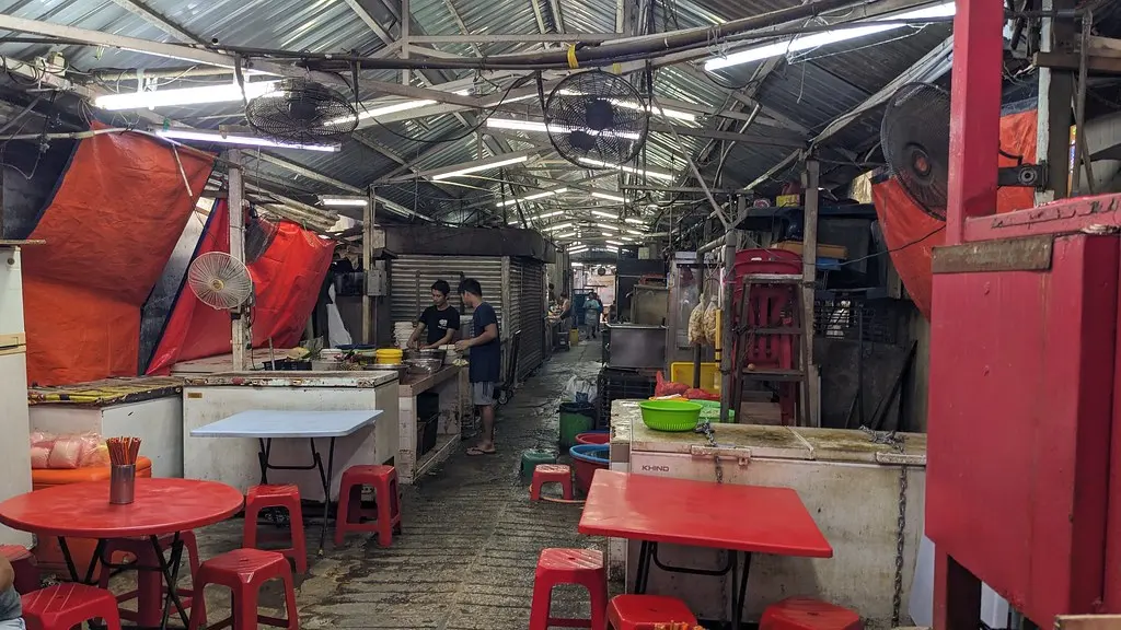 Rear of laksa food stall on Petaling Street in Kuala Lumpur, Malaysia
