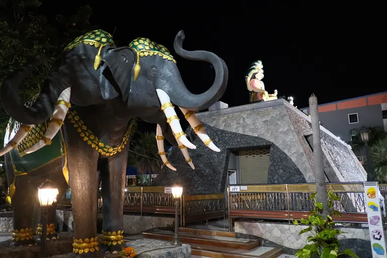 DSCF0939: a statue of an elephant with decorations on its back